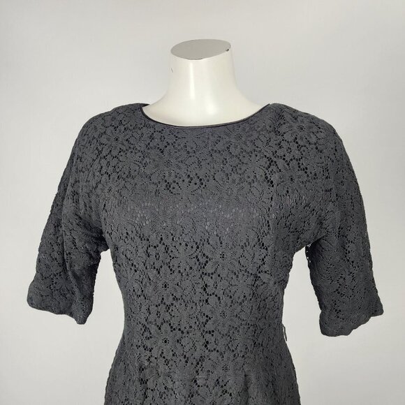 Vintage Wendy Lane Black Lace Long Sleeve Sheath Dress Size M - Picture 2 of 12